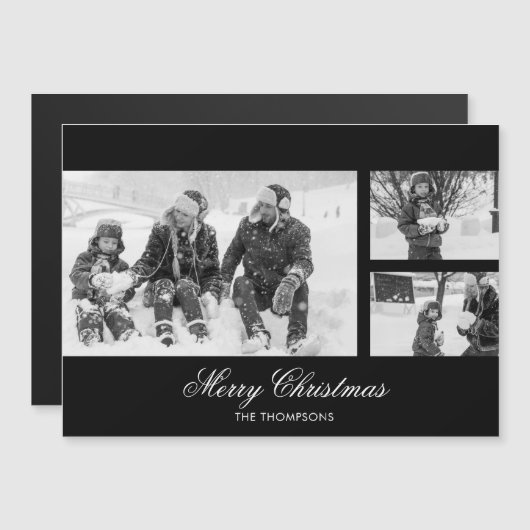 Weihnachts-Script Foto Collage Holiday Magnet (Vorne/Hinten)