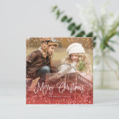 Weihnachts-Script-Foto Square Feiertagskarte (Stehend Vorderseite)