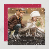 Weihnachts-Script-Foto Square Feiertagskarte (Vorne/Hinten)