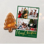 Weihnachts-Script Green 3 Foto Frohe Weihnachtsgol Folien Feiertagskarte<br><div class="desc">Feiern Sie die Saison mit diesem festlichen Drehbuch grün 3 Foto Frohe Weihnachtsgoldfolie Urlaubskarte mit einer Touch von elegantem Charme. Das schicke Design präsentiert eine einfache, in Gold und Grün gehaltene Farbpalette, die den gemütlichen Geist des Winters widerspiegelt. Seine moderne und einzigartige Anziehungskraft und seine rustikale Formulierung schaffen ein perfektes...</div>