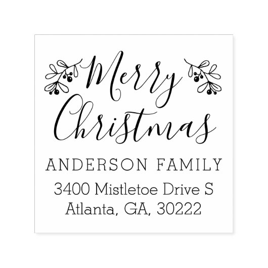 Weihnachts-Script-Mistletoe-Rücksendeadresse Permastempel (Design)
