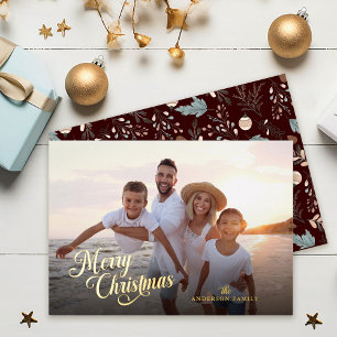 Weihnachts-Script Vollfoto Boho Grünzeug Gold Folien Feiertagskarte