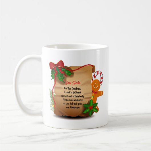 Weihnachts-Scroll-Brief an Santa Funny Mug Kaffeetasse (Links)