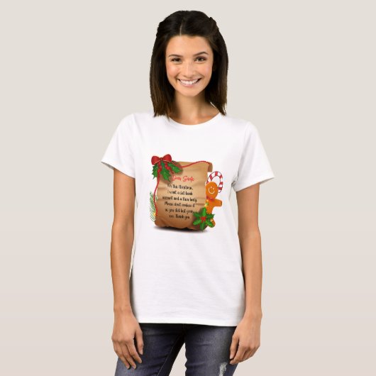 Weihnachts-Scroll-Brief an Weihnachtsfrauen T-Shirt (Vorne ganz)