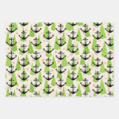 Weihnachts-Seelsorger Anchor Nautical Pattern Urla Geschenkpapier Set (Vorderseite)