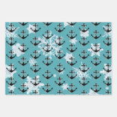 Weihnachts-Seelsorger Anchor Nautical Pattern Urla Geschenkpapier Set (Vorderseite 3)