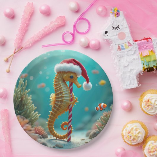 Weihnachts-Seepferd mit Candy Cane Pappteller (Party)