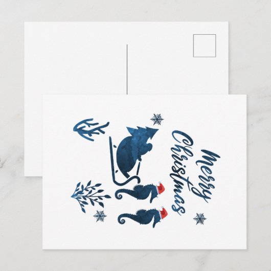 Weihnachts-Seepferd Postkarte (Vorne/Hinten)