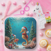 Weihnachts-Seepferd und Meeresschildkröte Pappteller (Party)