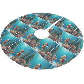 Weihnachts-Seepferd und Meeresschildkröte Polyester Weihnachtsbaumdecke (Schrägansicht)