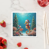 Weihnachts-Seepferd und Meeresschildkröte Serviette (Beispiel)