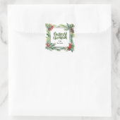 Weihnachts Segen Kranz wünscht Liebe Frieden Quadratischer Aufkleber (Tasche)