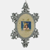 Weihnachts-Segnung Vintager Engel Schneeflocken Zinn-Ornament (Links)