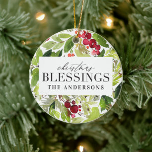 Weihnachts-Segnung Wasserfarbenkrampe Foto Keramik Ornament