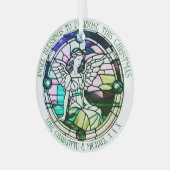 Weihnachts-Segnungen Angel Green gefestigt Ornament Aus Glas (Vorderseite links)