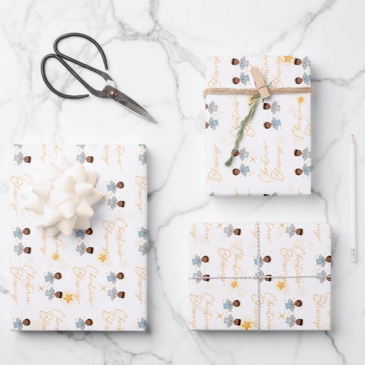 Weihnachts-Segnungen Angel Wrapping Paper - Boys Geschenkpapier Set (Vorderseite)