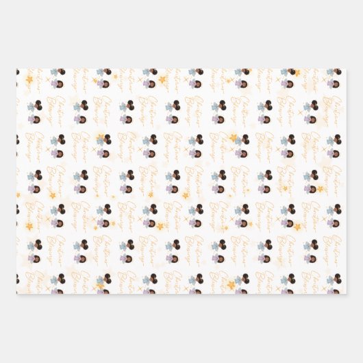 Weihnachts-Segnungen Angel Wrapping Paper - Mädche Geschenkpapier Set (Vorderseite)