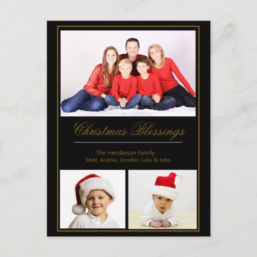 Weihnachts-Segnungen Custom Family Foto Postkarte (Vorderseite)