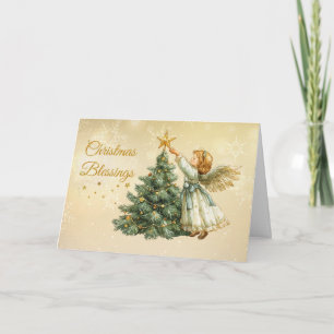 Weihnachts-Segnungen Engel Dekorieren Tree Star Karte