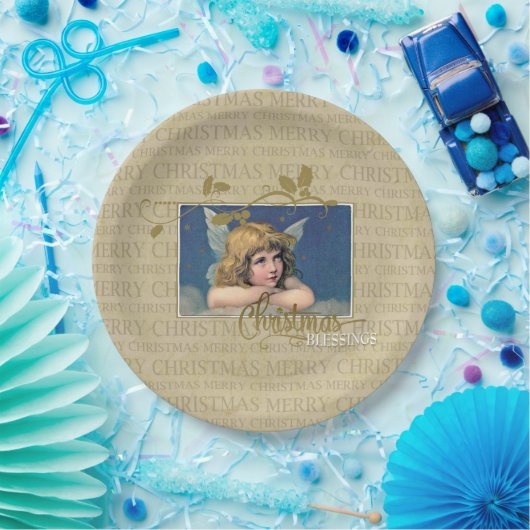 Weihnachts-Segnungen-Engel Pappteller (Party)