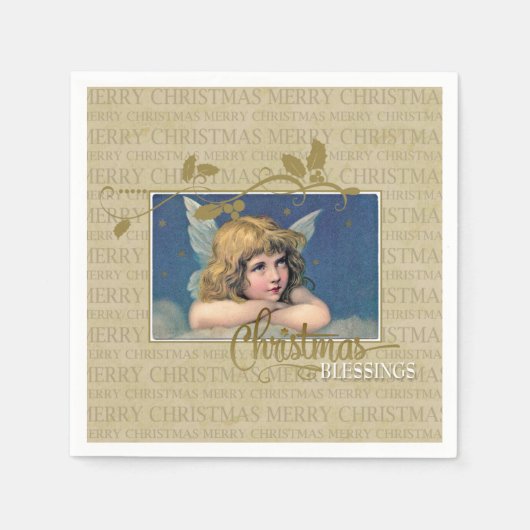 Weihnachts-Segnungen-Engel Serviette (Vorderseite)