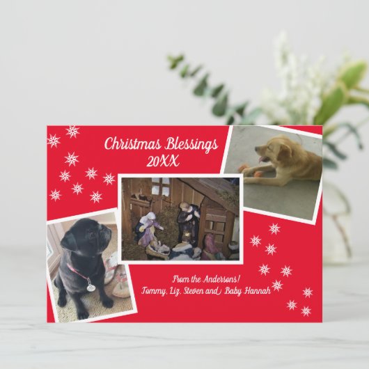 Weihnachts-Segnungen Feiertagskarte (Stehend Vorderseite)