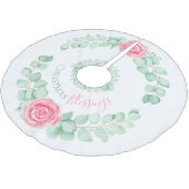 Weihnachts-Segnungen Floral Eukalyptus Wasserfarbe Polyester Weihnachtsbaumdecke (Schrägansicht)