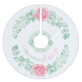 Weihnachts-Segnungen Floral Eukalyptus Wasserfarbe Polyester Weihnachtsbaumdecke