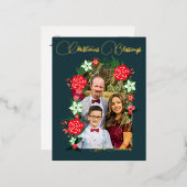 Weihnachts-Segnungen floral Folien Feiertagspostkarte (Vorderseite/Rückseite)