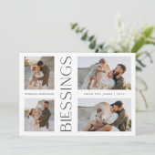Weihnachts-Segnungen für vier Fotos Feiertagskarte (Stehend Vorderseite)