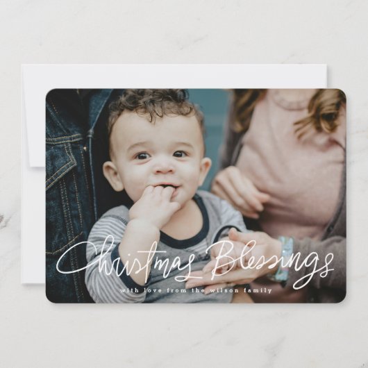 Weihnachts-Segnungen Hand geschrieben Religiös Feiertagskarte (Vorderseite)