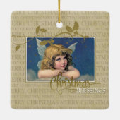 Weihnachts-Segnungen Kleiner Engel Keramikornament (Rückseite)