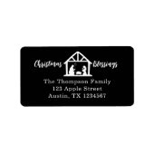 Weihnachts-Segnungen Nativity Black Adressaufkleber (Vorne)