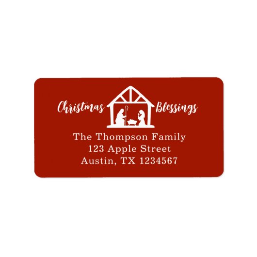 Weihnachts-Segnungen Nativity White Typografy Adressaufkleber (Vorne)