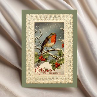 Weihnachts-Segnungen Robin Vintag Reproduction Karte