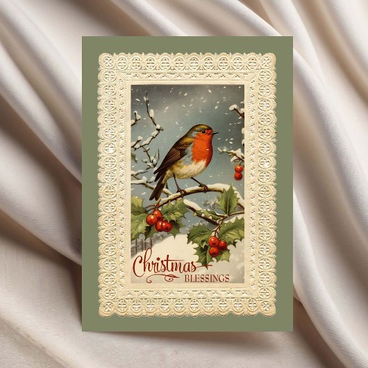 Weihnachts-Segnungen Robin Vintag Reproduction Karte
