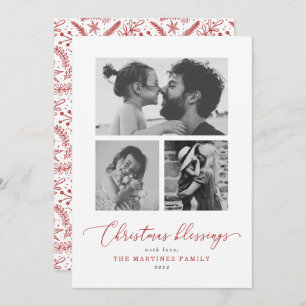 Weihnachts-Segnungen Rotes Skript Mehrere Fotos Feiertagskarte
