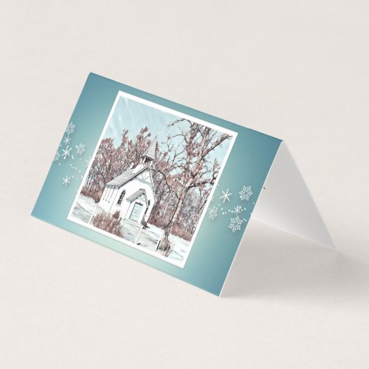 Weihnachts-Segnungen - Schneekirche - Türkis (Vorderseite)