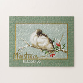 Weihnachts-Segnungen SchneeVögel Vintage Reprodukt Puzzle