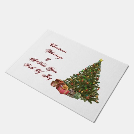 Weihnachts-Segnungen Tree Door Mat Fußmatte (Schrägansicht)