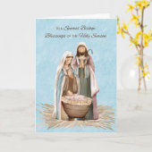 Weihnachts-Segnungen von Bishop dank Krippe-Szene Karte (Gelbe Blume)