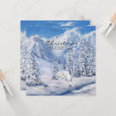 Weihnachts-Segnungen Winterlandschaft und Weißfuch Karte (Vorderseite/Rückseite Beispiel)