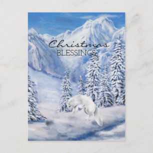 Weihnachts-Segnungen Winterlandschaft und Weißfuch Postkarte