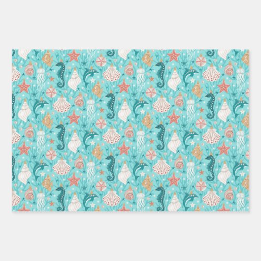 Weihnachts-Set an der Küste von drei Geschenkpapier Set (Vorderseite)