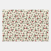 Weihnachts-Set-Candy Canes-Trees-Poinsettias-Holly Geschenkpapier Set (Vorderseite 3)