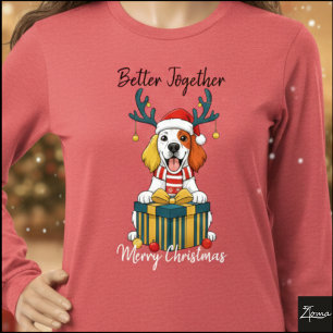 Weihnachts Setter Hund Rentiere Geschenk Grafik Tri-Blend Shirt