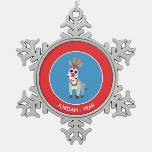Weihnachts-Shane Schneeflocken Zinn-Ornament (Vorderseite)