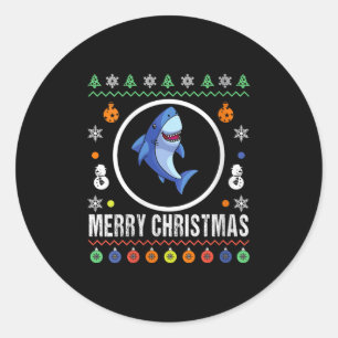 Weihnachts-Shark-Hässlicher-Schweter-Weihnachten-G Runder Aufkleber