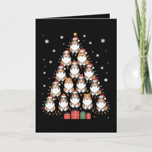 Weihnachts Sheltie Hund Baum Weihnachtsmann Hut Li Karte