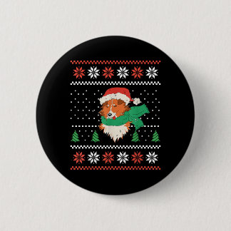 Weihnachts Sheltie Hund Mit Santa Hut Cute Xmas Button